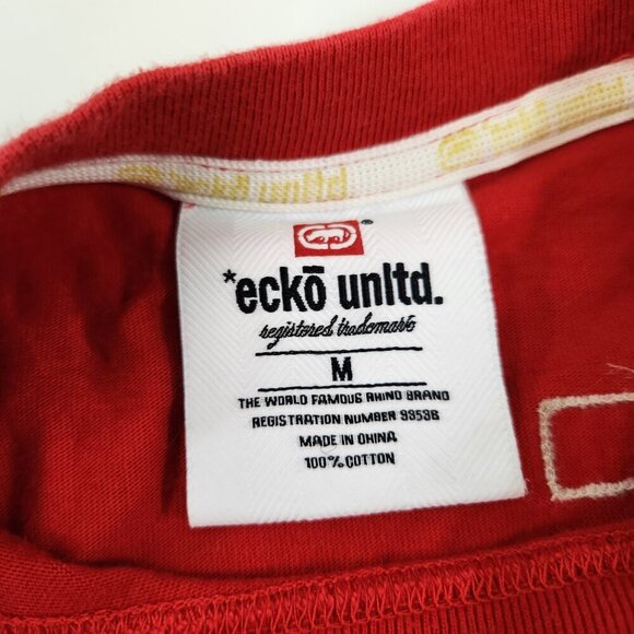 Ecko Unlimited Rhino T-Shirt Red Mens Medium Y2k - Picture 7 of 8